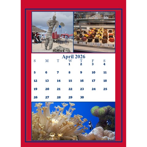 Red And White Multi Photo Calendar 2026 By Deborah Apr 2026