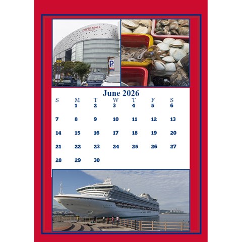 Red And White Multi Photo Calendar 2026 By Deborah Jun 2026
