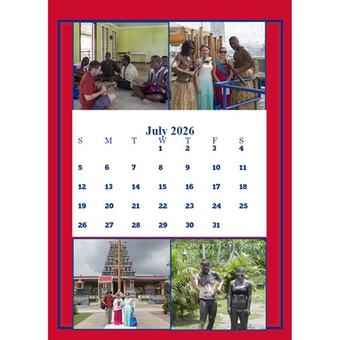 Red And White Multi Photo Calendar 2026 By Deborah Jul 2026