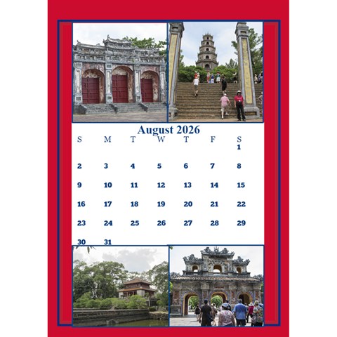 Red And White Multi Photo Calendar 2026 By Deborah Aug 2026