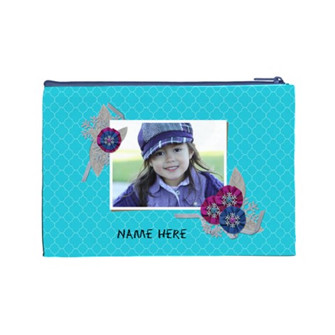 Cosmetic Bag (l): Snowflakes By Jennyl Back