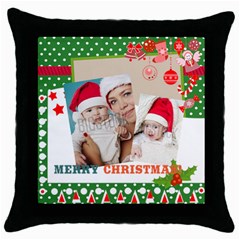 xmas - Throw Pillow Case (Black)