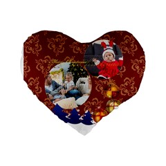 xmas - Standard 16  Premium Plush Fleece Heart Shape Cushion 