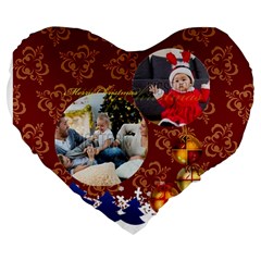 xmas - Large 19  Premium Plush Fleece Heart Shape Cushion