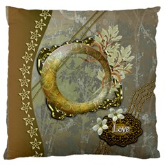 floral gold large flano cusion case - Large Premium Plush Fleece Cushion Case (One Side)