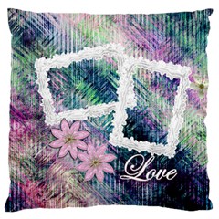 Pastel floral love large flano cusion case - Large Premium Plush Fleece Cushion Case (One Side)