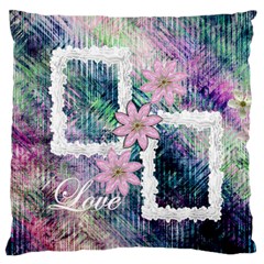 Pastel Floral Love flano cushion case - Standard Premium Plush Fleece Cushion Case (One Side)