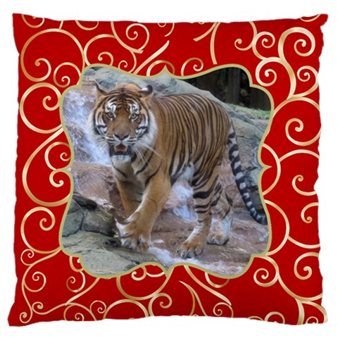 Red And Gold Standard Flano Cushion Case By Deborah Front