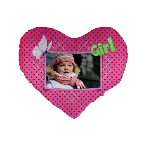 Girl Standard Heart Cushion By Deborah Front