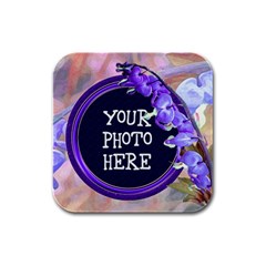 Purple BleedingHeart Rubber Square Coaster 4pack - Rubber Square Coaster (4 pack)