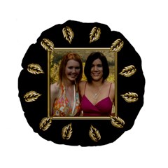 Black and gold Standard Flano Round Cushion - Standard 15  Premium Plush Fleece Round Cushion 