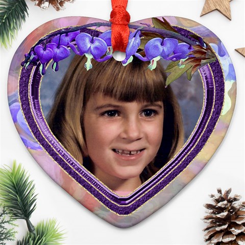 Purple Bleedingheart Heart Ornament Two Sides By Chere s Creations Back