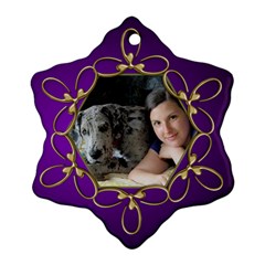 Pup Purple and Gold Snowflake  Ornament (2 sided) - Snowflake Ornament (Two Sides)