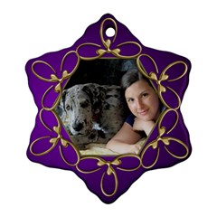 Pup Purple and Gold Snowflake  Ornament (2 sided) - Snowflake Ornament (Two Sides)