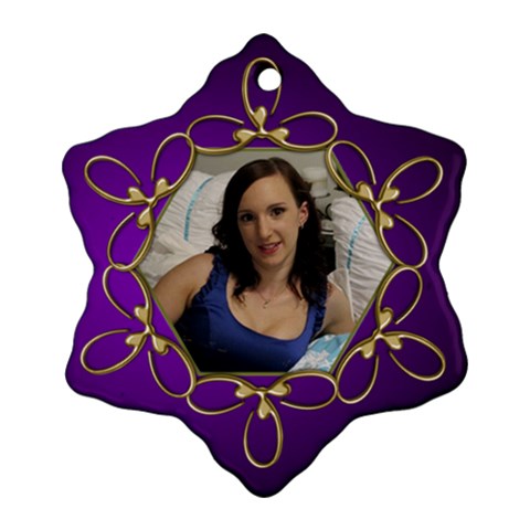 Pup Purple And Gold Snowflake  Ornament (2 Sided) By Deborah Back