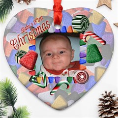 Baby s First Christmas Heart Ornament Two Sides - Heart Ornament (Two Sides)