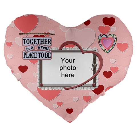 Love You Large Flano Heart Cushion By Lil Front