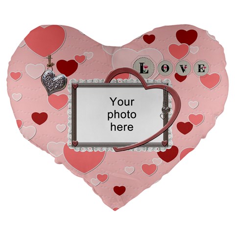 Love You Large Flano Heart Cushion By Lil Back