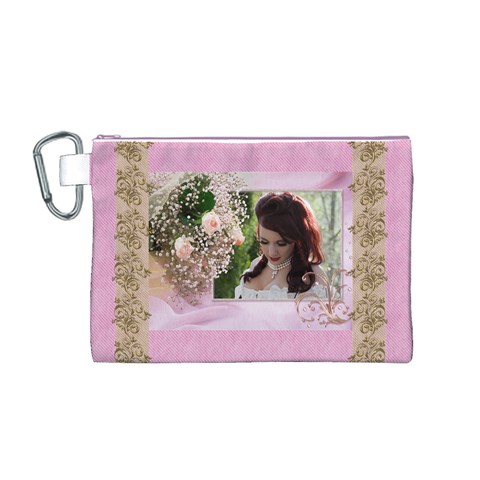 Pink Treasure Canvas Cosmetic Bag (medium) By Deborah Front