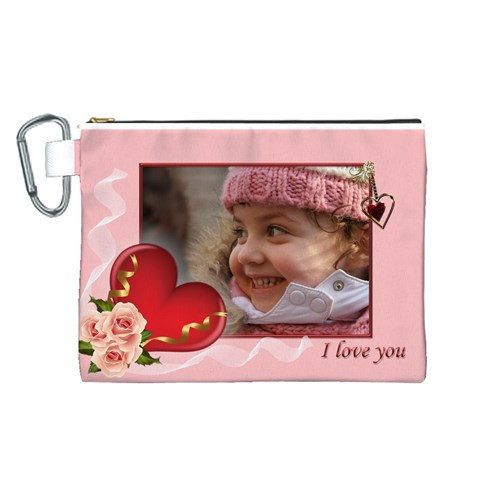 Love You Canvas Cosmetic Bag (large) By Deborah Front