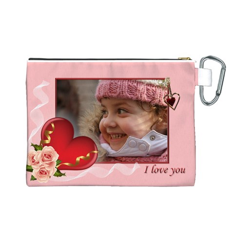 Love You Canvas Cosmetic Bag (large) By Deborah Back