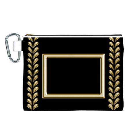 Black And Gold Canvas Cosmetic Bag (large) By Deborah Front