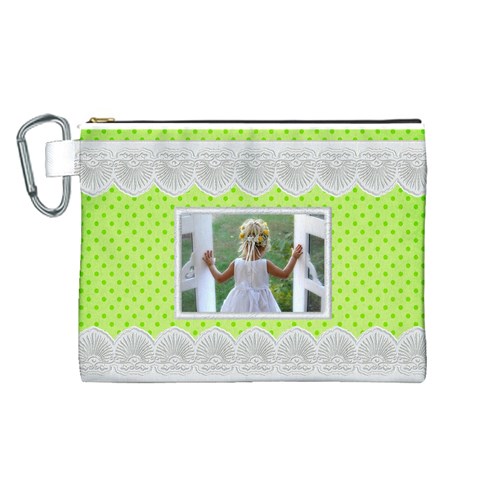 Lime And Lace Canvas Cosmetic Bag (large) By Deborah Front