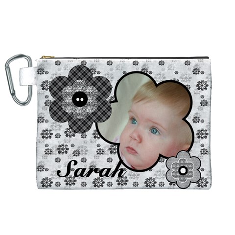 Black And White Canvas Cosmetic Bag (xl) By Deborah Front