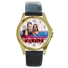 love - Round Gold Metal Watch