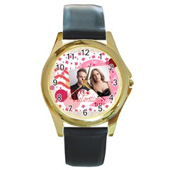 love - Round Gold Metal Watch