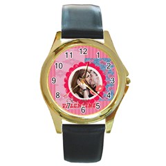 love - Round Gold Metal Watch