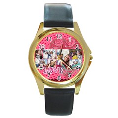 love - Round Gold Metal Watch