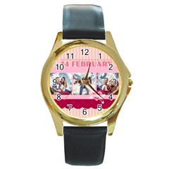 love - Round Gold Metal Watch love - Round Gold Metal Watch