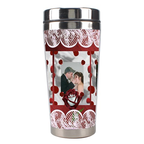 Red And White Rose Stainless Steel Travel Tumbler By Kim Blair Center