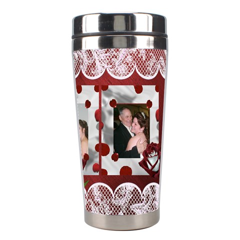 Red And White Rose Stainless Steel Travel Tumbler By Kim Blair Right