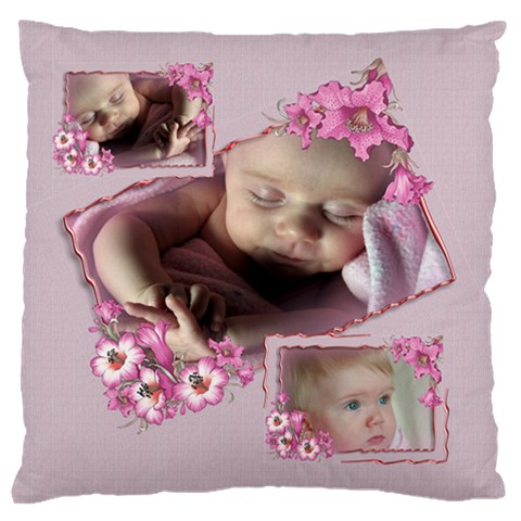 Pink Petunia Large Flano Cushion Case By Deborah Front