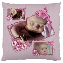 Pink Petunia Large Flano Cushion Case - Large Premium Plush Fleece Cushion Case (Two Sides)