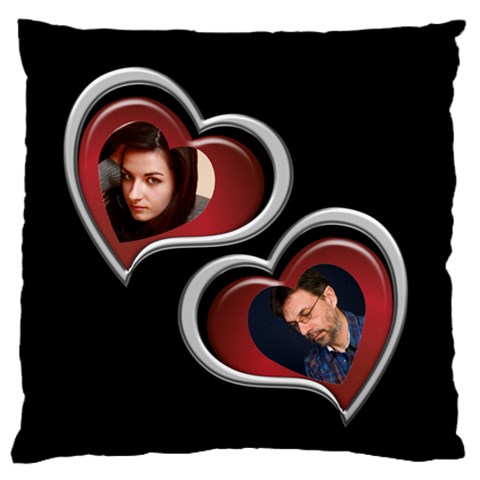Two Hearts Large Flano Cushion Case By Deborah Back