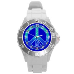 peace sports watch - Round Plastic Sport Watch (L)