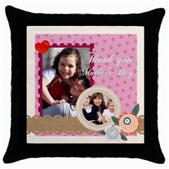 mother day - Throw Pillow Case (Black)