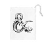 Large Silver & on White - Drawstring Pouch (Large)