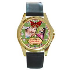 xmas - Round Gold Metal Watch