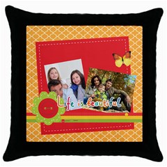 family - Throw Pillow Case (Black)