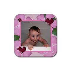 Ladybug-Hearts Rubber Coaster Square - Rubber Coaster (Square)