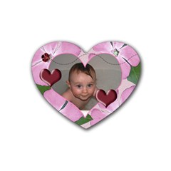 Ladybug-Heart Rubber Coaster Heart 4 Pack - Rubber Heart Coaster (4 pack)