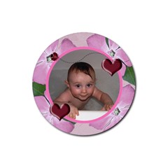 Ladybug-Heart Round Rubber Coaster - Rubber Coaster (Round)