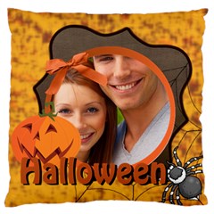 happy halloween - Large Premium Plush Fleece Cushion Case (One Side)