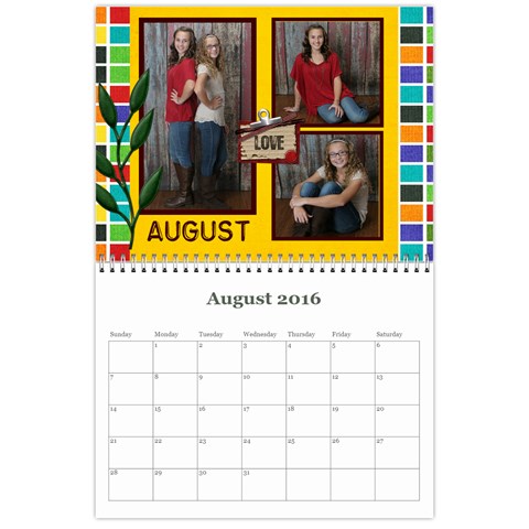 2016 Calendar By Julia Aug 2016
