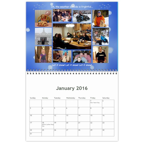 Calendar 2016 By Debbie Jan 2016