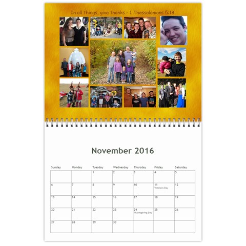 Calendar 2016 By Debbie Nov 2016